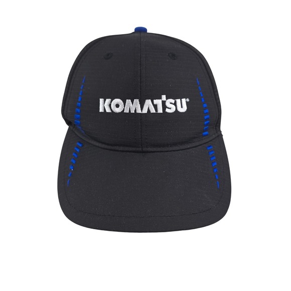 Komatsu Hat Mens OSFM Black Blue Performance Embroidered Industrial Workwear Cap
